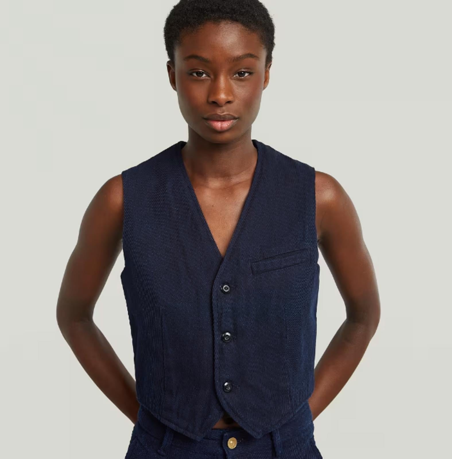 NWT G-Star Raw Denim Waistcoat Rinsed Indigo Cavalry Vest Size Large