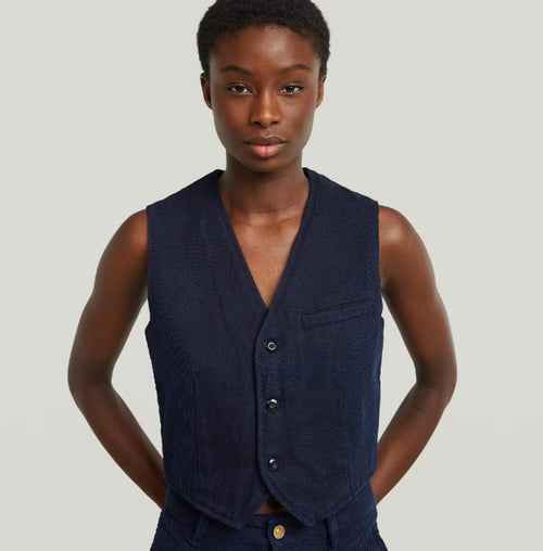 NWT G-Star Raw Denim Waistcoat Rinsed Indigo Cavalry Vest Size Large