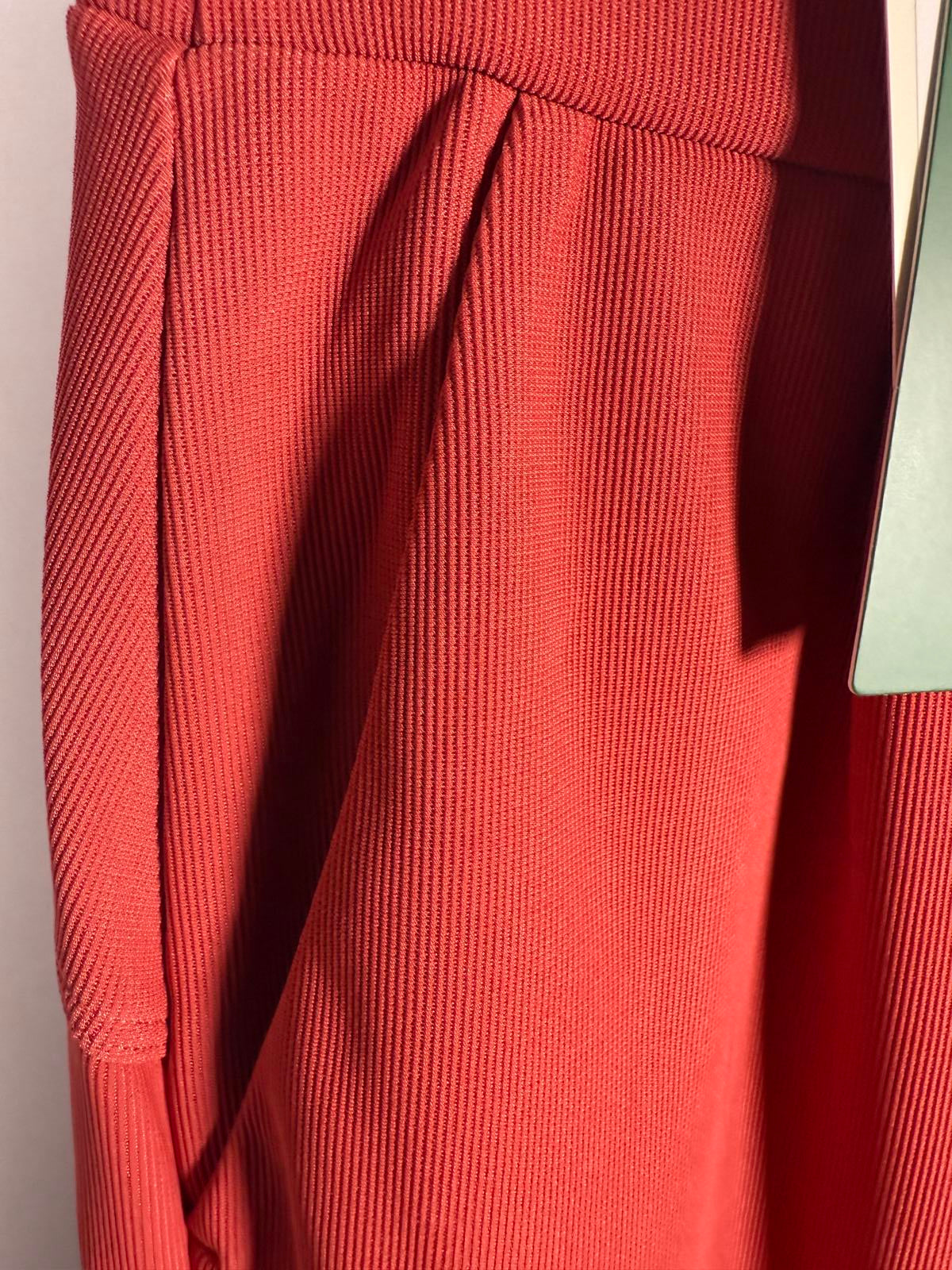 NWT Halara High Waisted Body Sculpt Waist-Slimming Micro Waffle Work Pant Red S