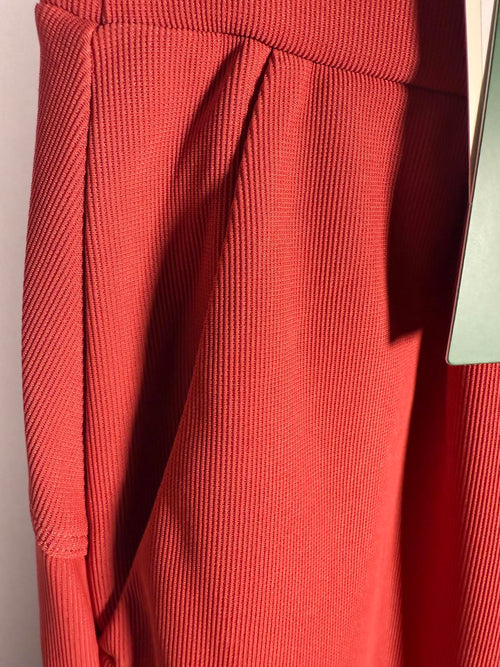 NWT Halara High Waisted Body Sculpt Waist-Slimming Micro Waffle Work Pant Red S