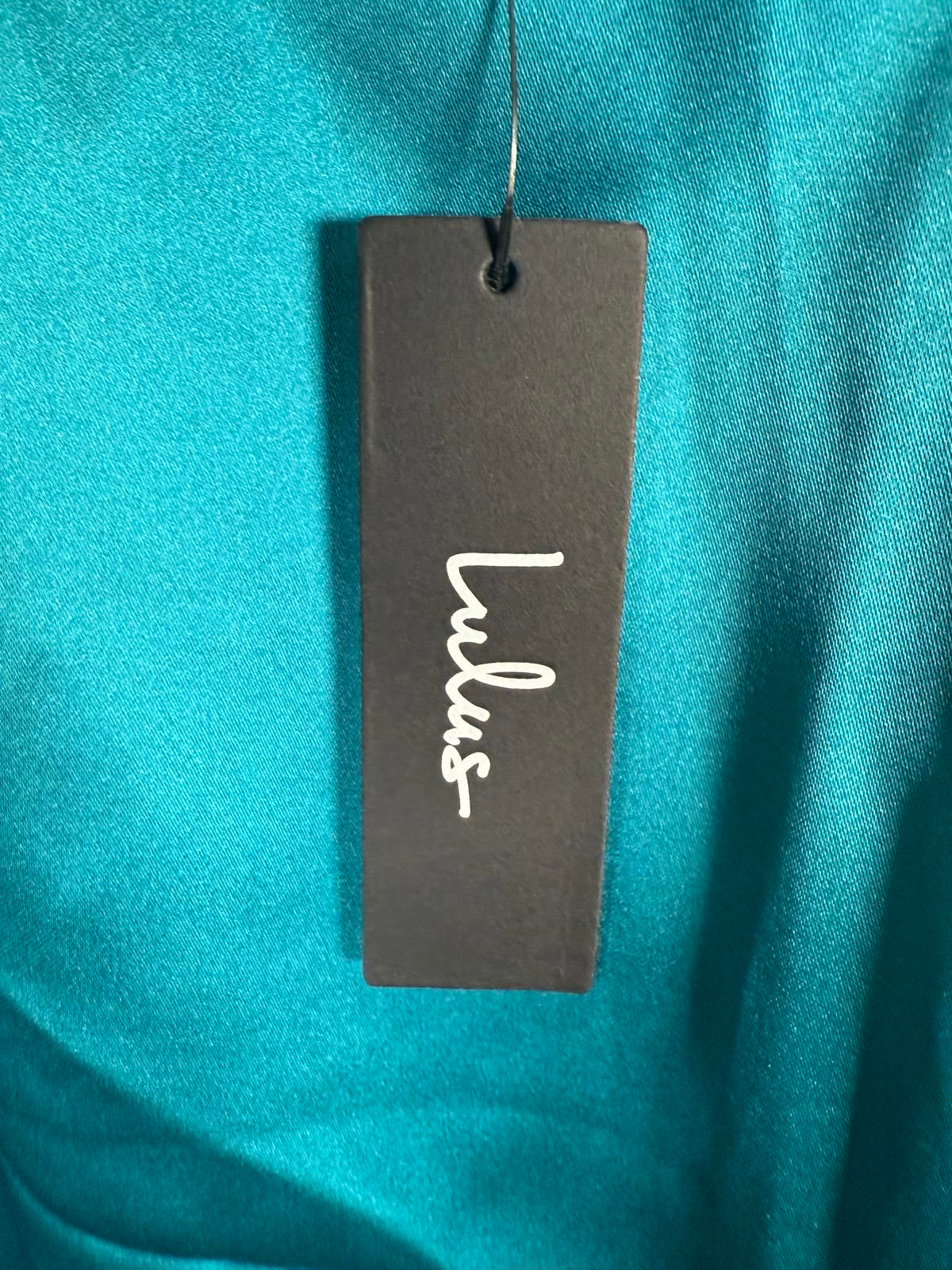 NWT Lulus Easy Radiance Teal Satin Slip Maxi Dress Size XS