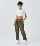 NWT Halara Mid Rise Zipper Pocket Corduroy Casual Pants Bamboo Green Size Small