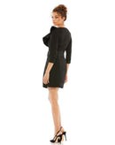 NWT Mac Duggal Three Quarter Sleeve Ruffle Neck Dress Black Size 2