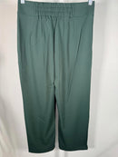 NWT Halara High Waisted Shirred Straight Leg Work Pants Dark Green M Petite