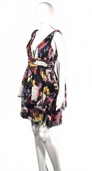 MAC DUGGAL Tiered Floral A-Line Minidress Size 6