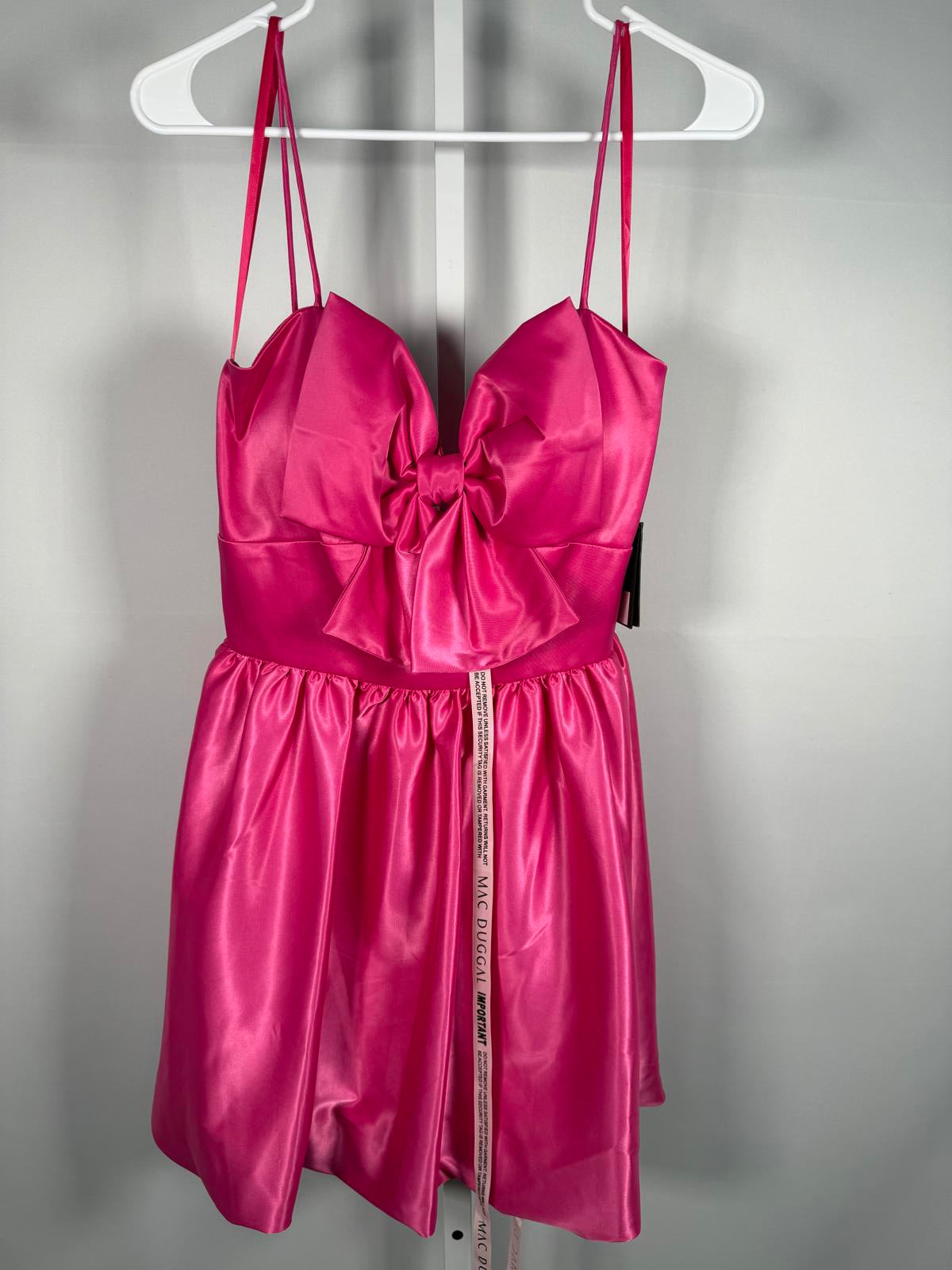 NWT Mac Duggal Fuchsia Bow Bubble Hem Mini Dress Size 8