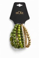 NWT nOir Green and Gold Beaded Bracelets Set
