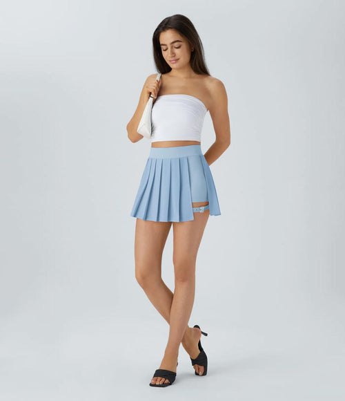 NWT Halara Breezeful Pleated 2-in-1 Adjustable Buckle Skirt Ballard Blue XS