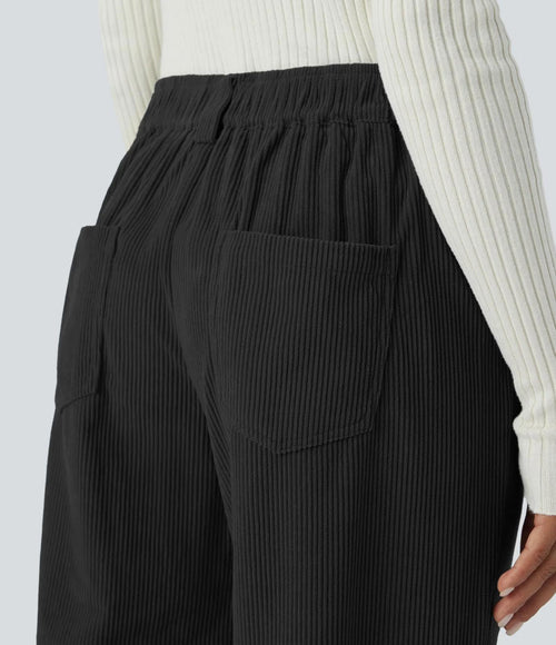 NWT Halara Mid Rise Pocket Straight Leg Corduroy Casual Pants Black Size - Large