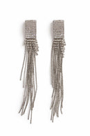 NWT nOir Jewelry Silver Rhinestone Fringe Earrings