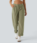 NWT Halara Mid Rise Zipper Pocket Corduroy Casual Pants Fresh Grass Green Size M