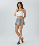 NWT Halara High Waisted Pleated Pocket Adjustable Buckle Mini Skirt Dust Gray L