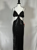 Ieena Mac Duggal Formal Black Sequin Cut Gown Size 8 $298 NWT