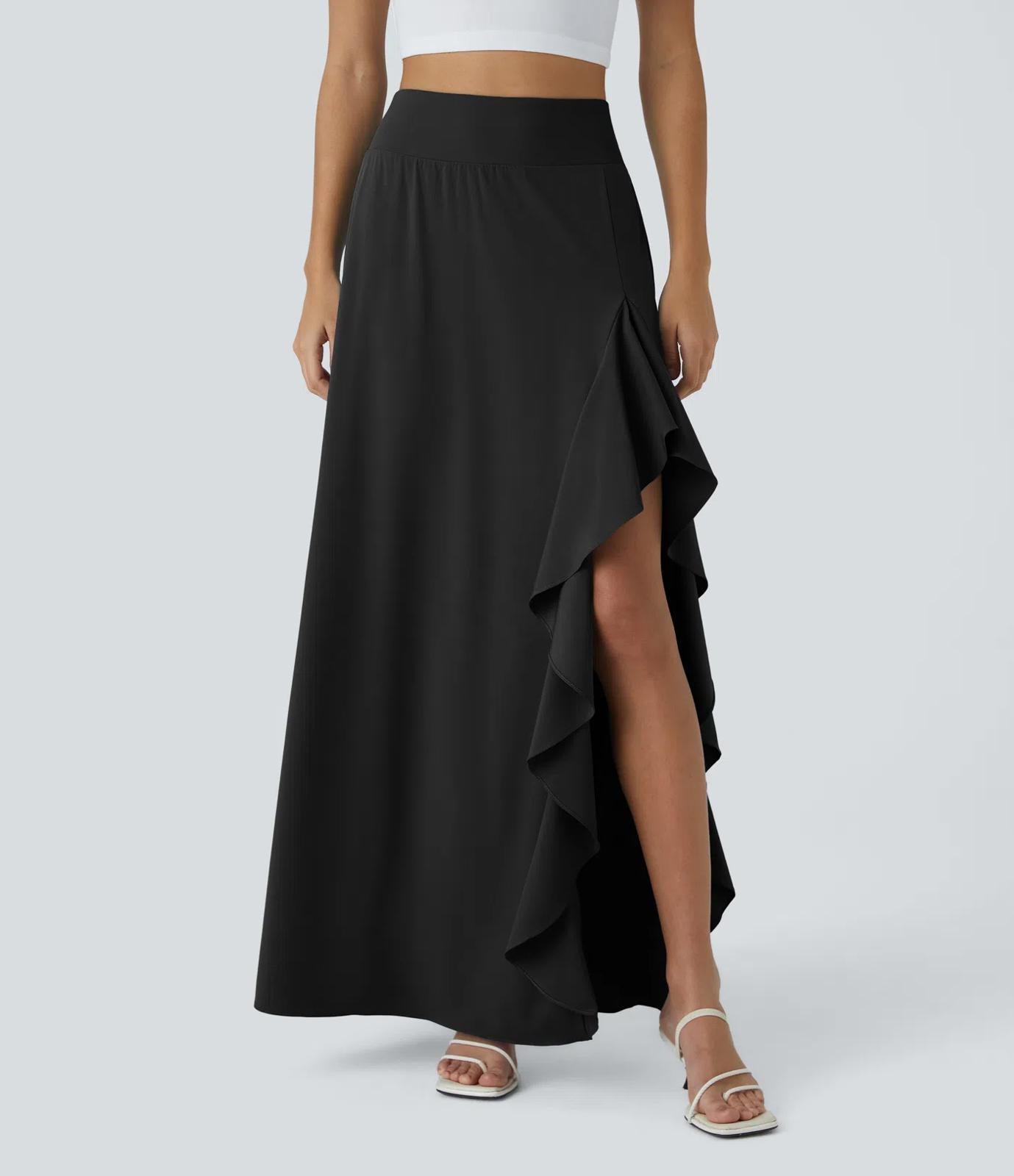 NWT Halara Breezeful High Waisted Asymmetric 2-in-1 Maxi Casual Skirt Size Large