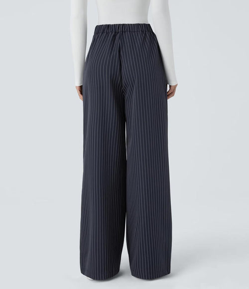 NWT Halara High Waist Zipper Pocket Wide Leg Striped Work Pant After Midnight M