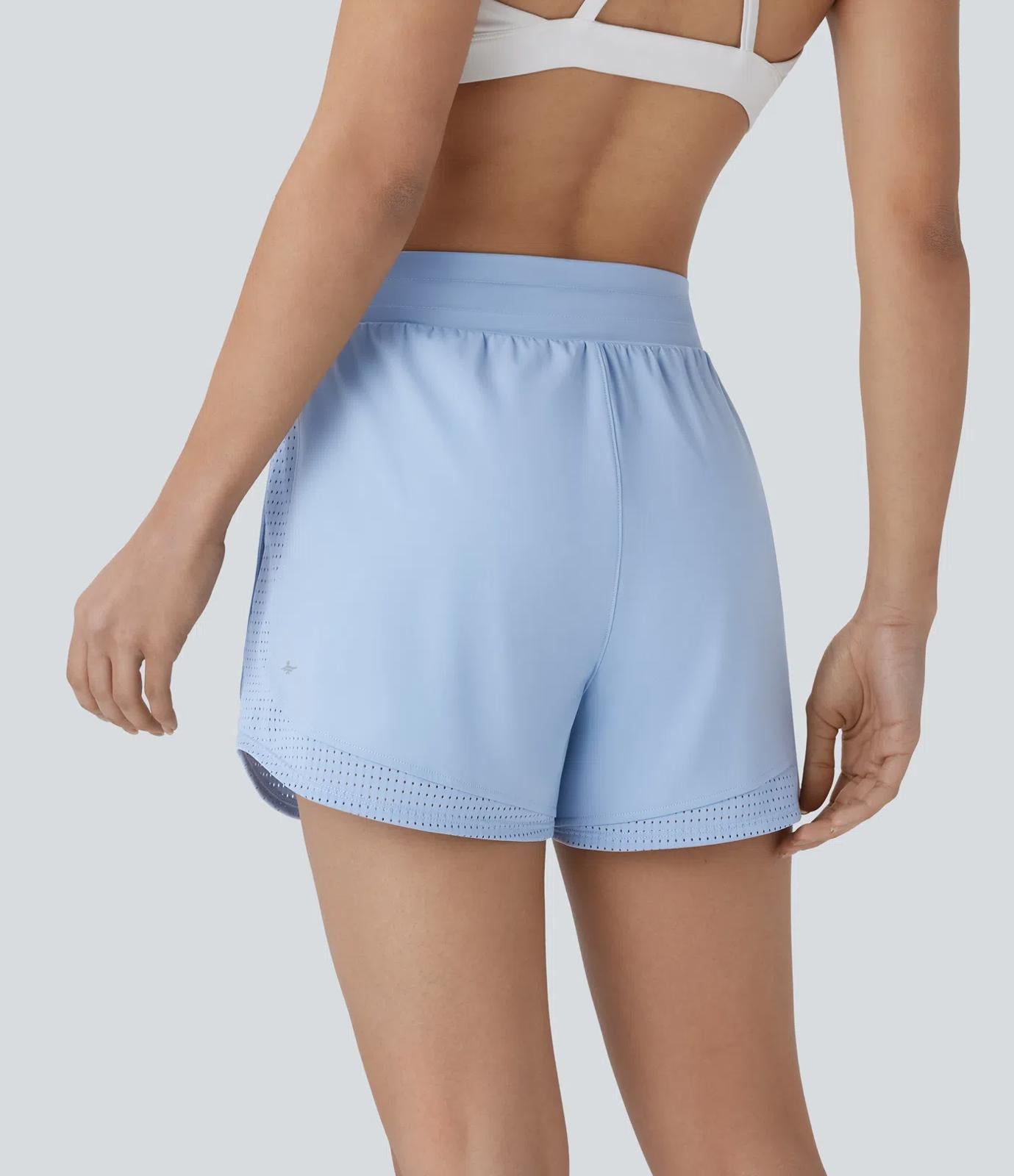 Halara High Waisted Drawstring Side Pocket Curved Hem Running Short Size M