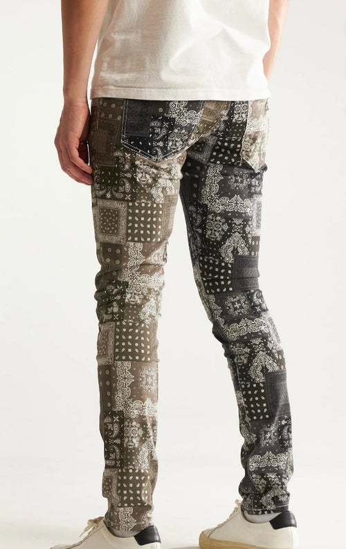 Embellish NYC Men's Two Tone Paisley Skinny Fit Stretch Denim Jeans Size 44 NWT