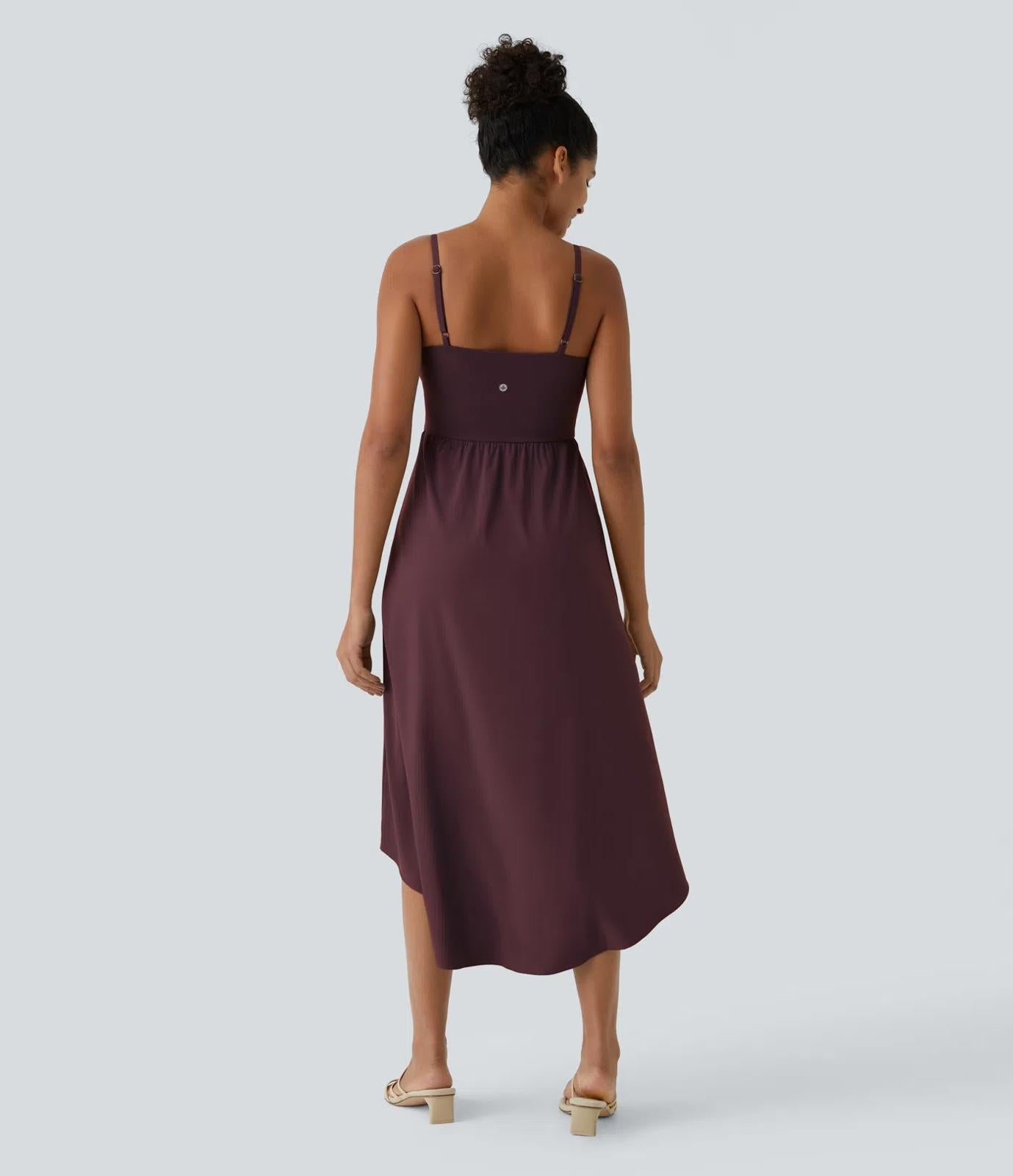 NWT Halara Breezeful High Low 2-Piece Pocket Midi Dress Amaranth Medium