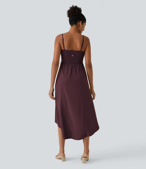 NWT Halara Breezeful High Low 2-Piece Pocket Midi Dress Amaranth Medium