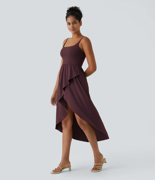 NWT Halara Breezeful High Low 2-Piece Pocket Midi Dress Amaranth Medium