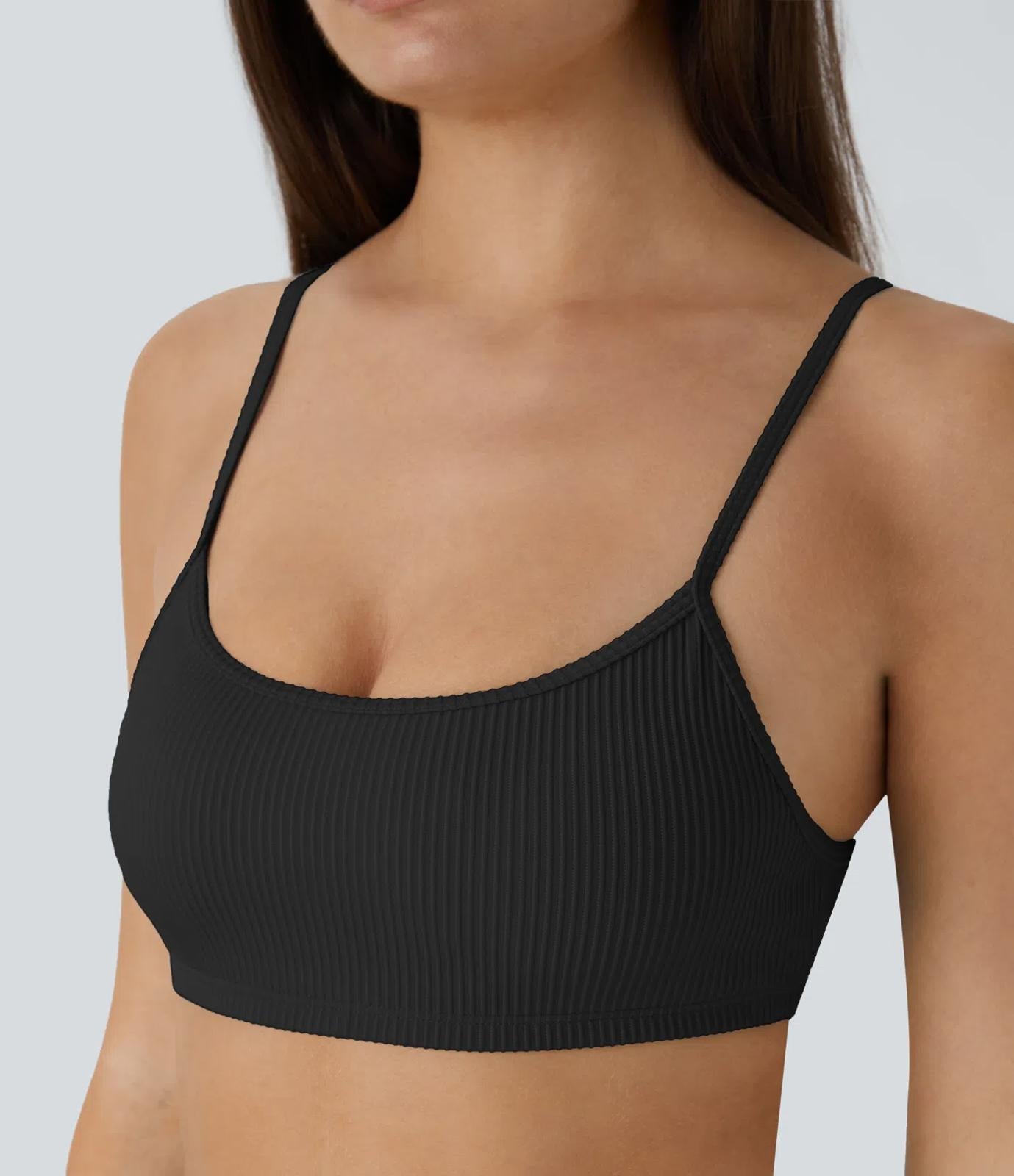 NWT Halara Ribbed Bikini Top Swimsuit Black Size M