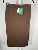 NWT Halara Ribbed High Waisted Bodycon Midi Casual Skirt Chestnut S
