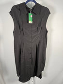 NWT Halara Sleeveless Curved Hem Mini Work Shirt Dress Black XL