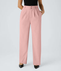 NWT Halara Flex™ High Waisted Shirred Straight Leg Work Pants Size Large Petite