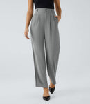 NWT Halara Flex™ High Waisted Shirred Straight Leg Gray Work Pants XL Tall