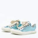 Sergio Rossi Metallic Blue Leather Sneakers EU 35 US 5 Lace Up Women’s NWB