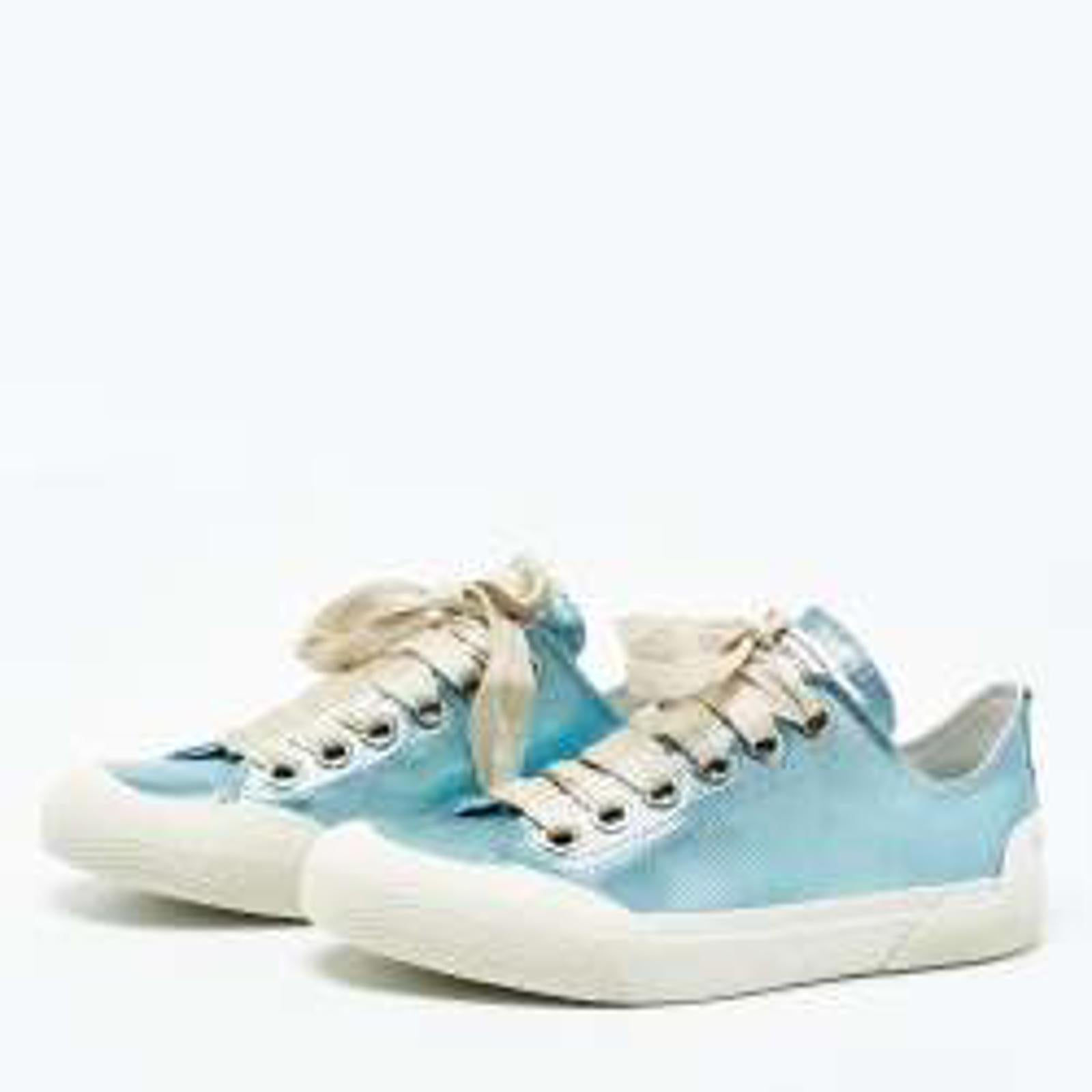Sergio Rossi Metallic Blue Leather Sneakers EU 35 US 5 Lace Up Women’s NWB