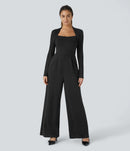 NWT Halara Long Sleeve Wide Leg Black Jumpsuit Size Small