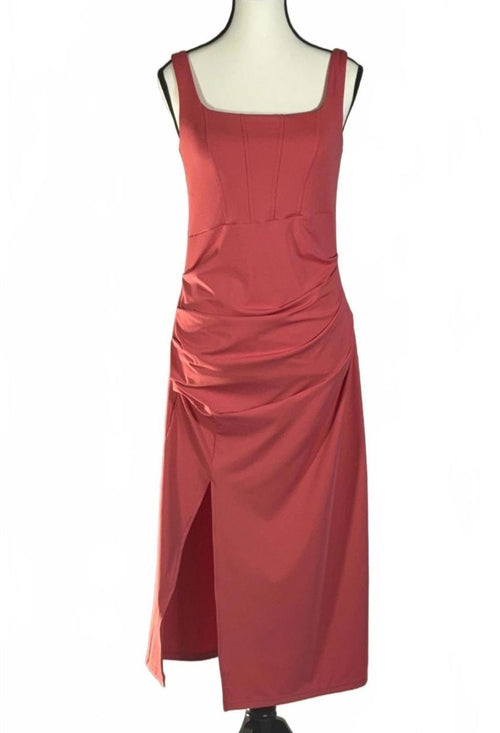 Halara Softlyzero Backless Corset Ruched Bodycon Midi Cool Touch Dress Size M