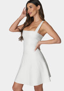 NWT Bebe Bandage Square neck White Mini Dress Size M