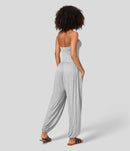 NWT Halara Ribbed Tube Backless Side Pocket Casual Jumpsuit Fog Gray Size L