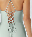 NWT Halara Ribbed Cowl Neck Lace Up Midi Dress - Size M