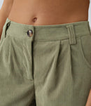 NWT Halara Mid Rise Zipper Pocket Corduroy Casual Pants Fresh Grass Green Size M