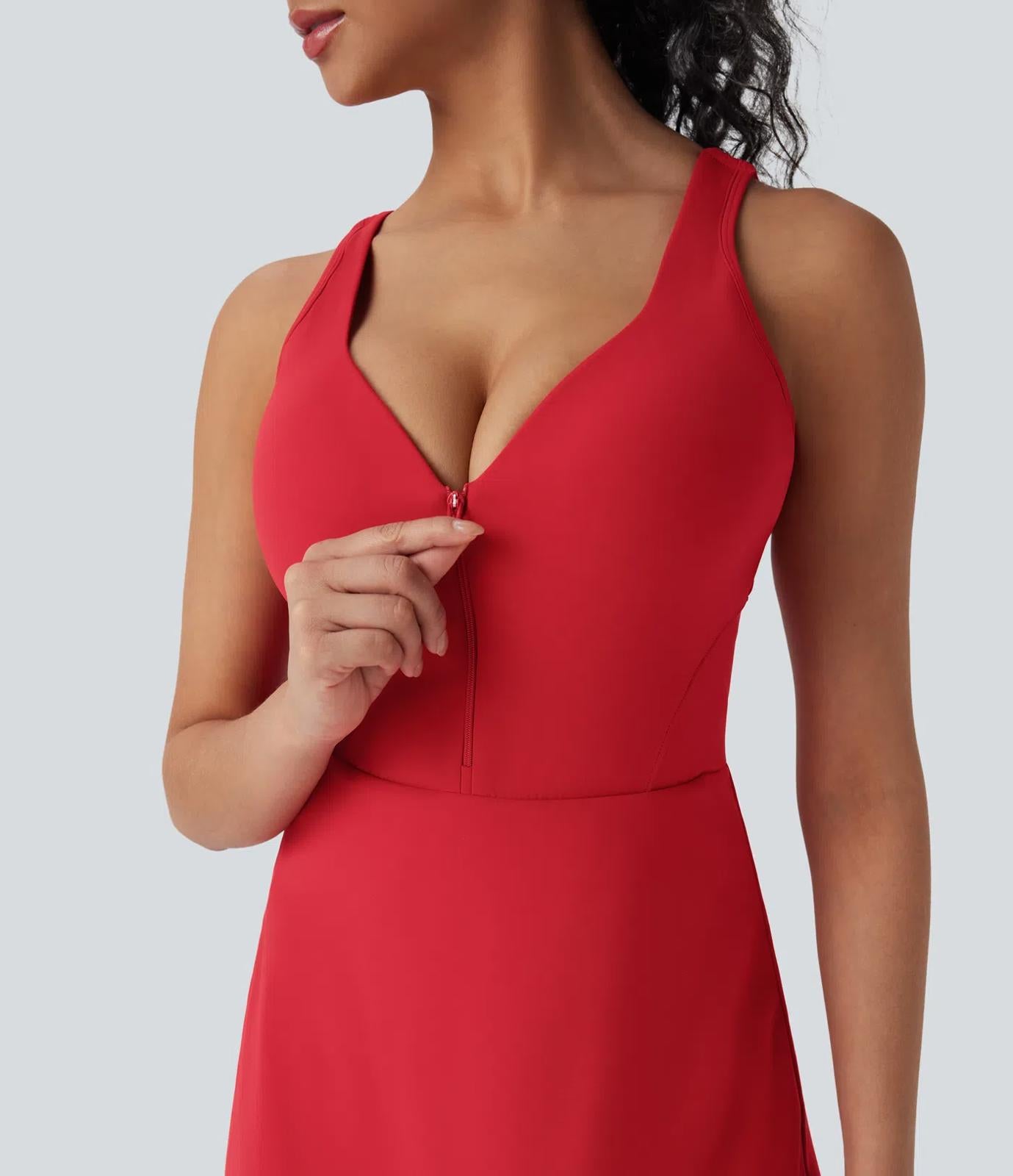 NWT Halara Push-Up Cups 2-in-1 Yoga Dress Pockets-Easy Peezy D-F Cups Small