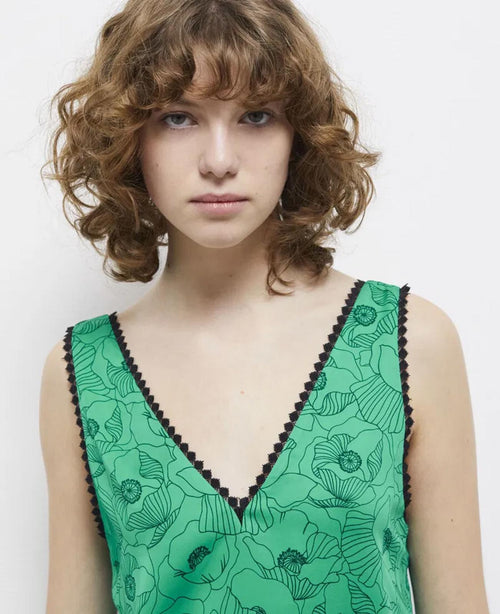 The Kooples Printed Top With Lace Details 100% Viscose US XS / FR 0 NWT $185