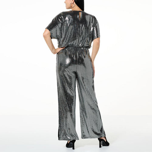 NWT G by Giuliana Black Label Metallic Knit Jumpsuit Size XS