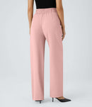 NWT Halara Flex™ High Waisted Shirred Straight Leg Work Pants Size Large Petite