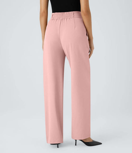 NWT Halara Flex™ High Waisted Shirred Straight Leg Work Pants Size Large Petite