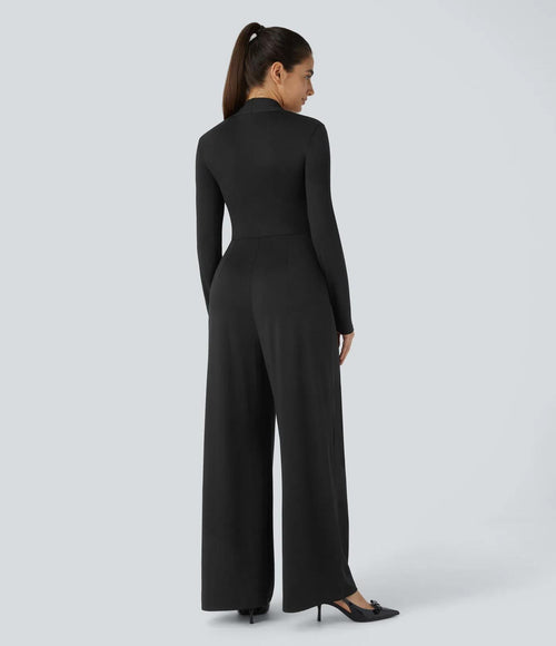 NWT Halara Long Sleeve Wide Leg Black Jumpsuit Size XS