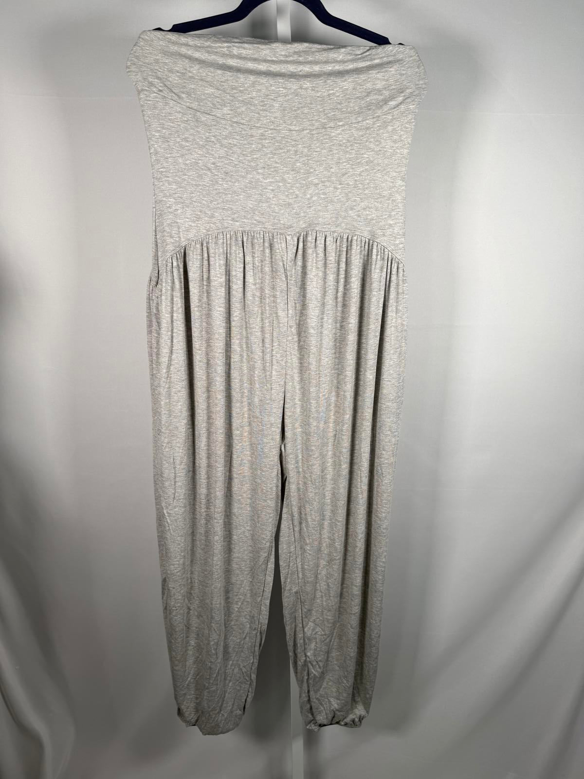NWT Halara Ribbed Tube Backless Side Pocket Casual Jumpsuit Fog Gray Size L
