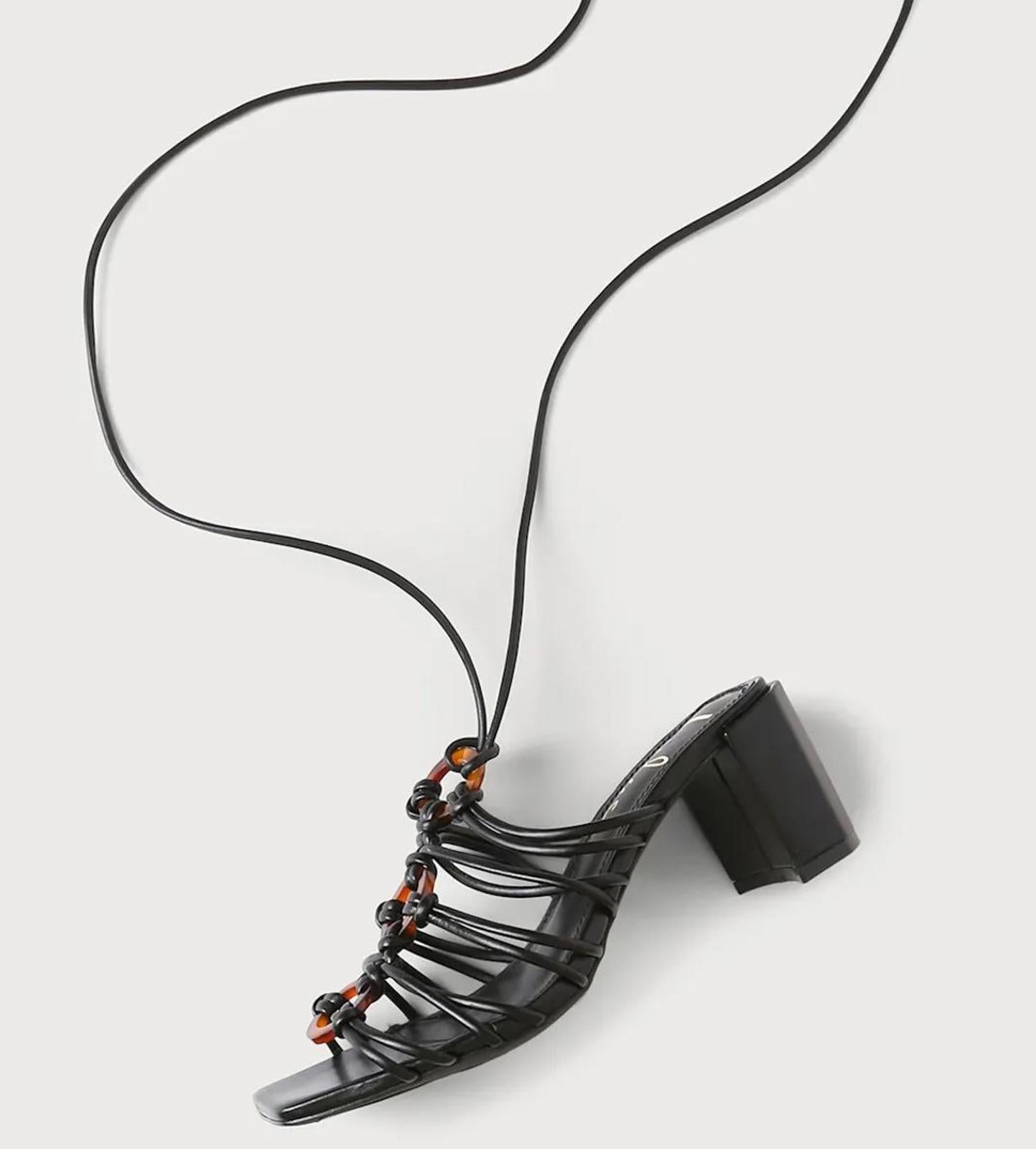 NWB Lulus Finu Black Lace-Up High Heel Sandals Size 6.5