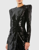 Mac Duggal Black Sequin Blazer Mini Dress - Structured Long Sleeve NWT Size 4