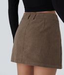NWT Halara Mid Low Rise 2-in-1 A Line Mini Casual Corduroy Skirt Camelia Brown L