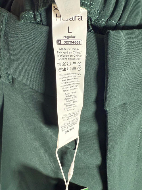 NWT Halara High Waisted Pocket Solid Work Tapered Pants Dark Green L
