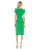 Mac Duggal 12486 Split Sleeve Ruched Bodice Dress Green Size 4 NWT