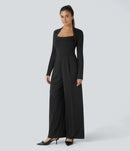 NWT Halara Long Sleeve Wide Leg Black Jumpsuit Size Medium